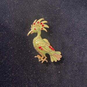 Green and Red Bird Brooch